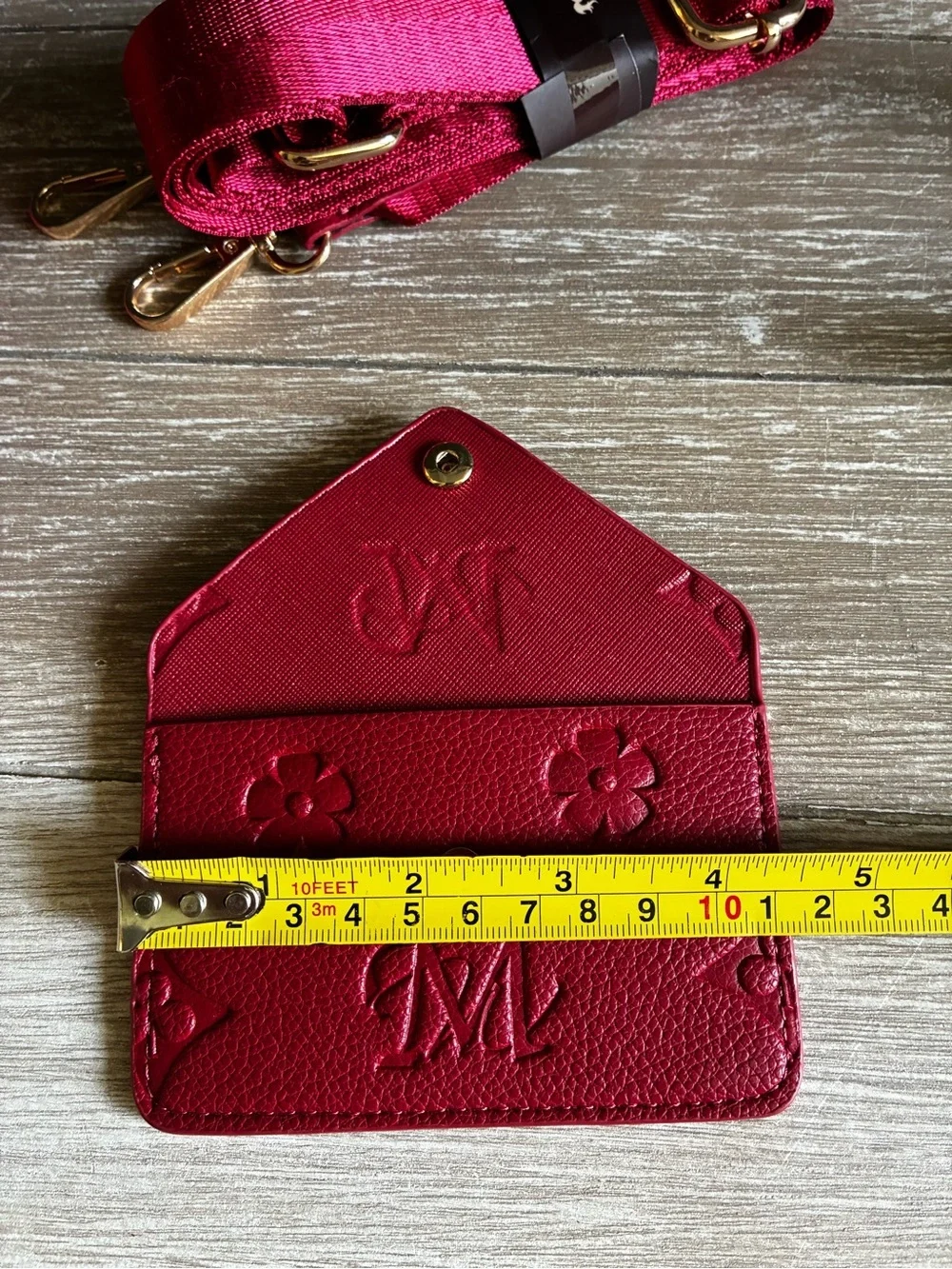 Montana West Red Embossed 4pc Crossbody Wallet Set with Gold Hardware